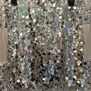 NWOT Silver Sequin Miniskirt - Medium